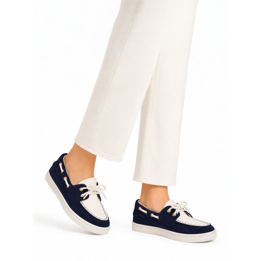NEW Cole Haan Nantucket Canvas Suede Boat Shoes Midnight Moon Size 8B - Picture 2 of 15